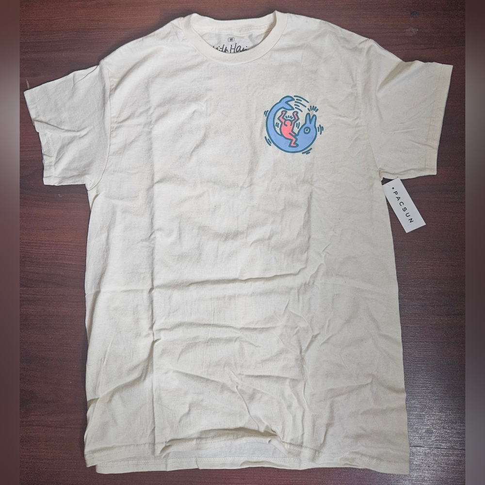 NWT Ripple Junction Keith Haring Men's Cream Graphic Tee Size M